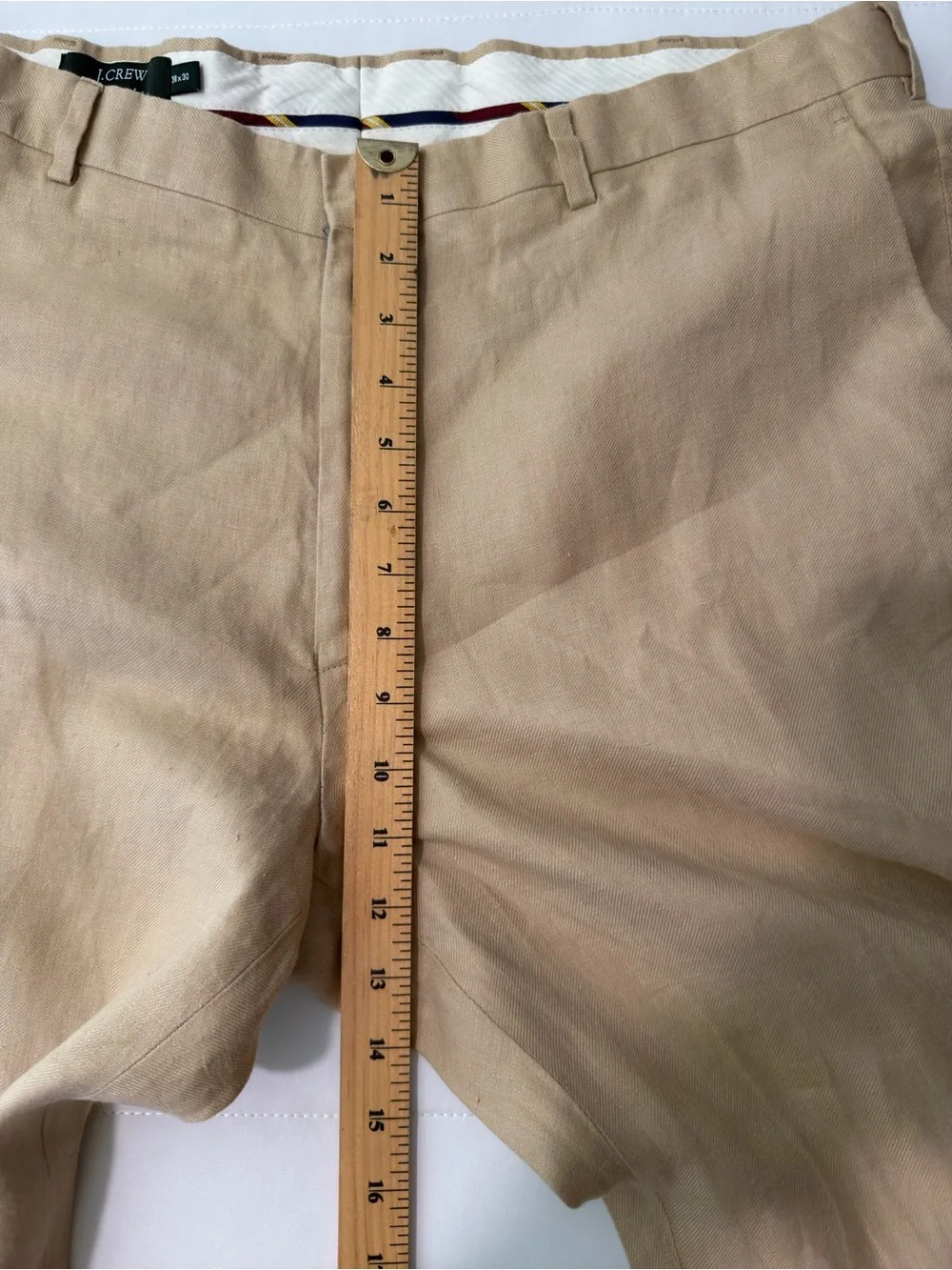 J.Crew Men's Beige 100% Irish Linen Pants Classic Fit Flat Front Pockets 38x30